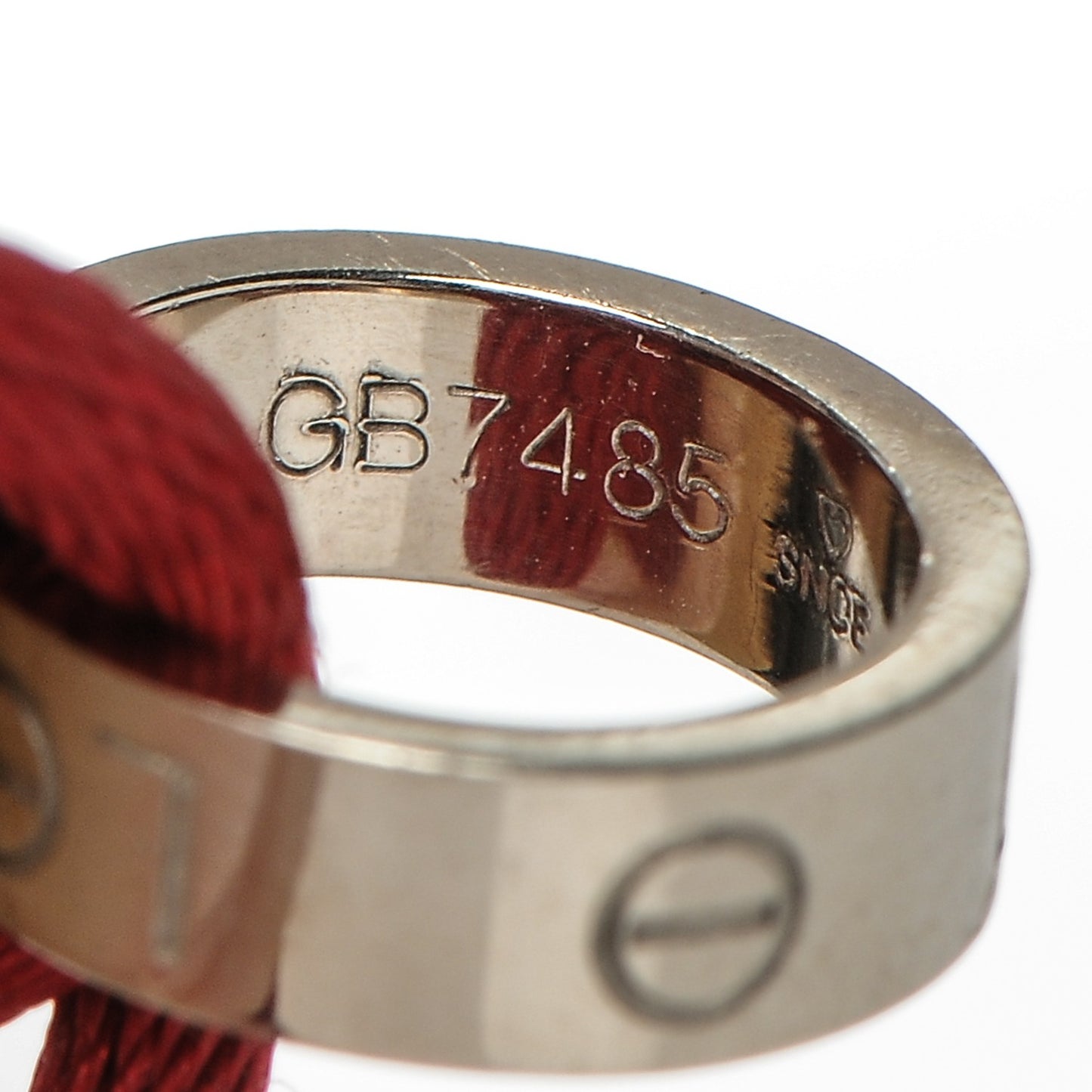 18K White Gold Charity LOVE Adjustable Cord Bracelet Red