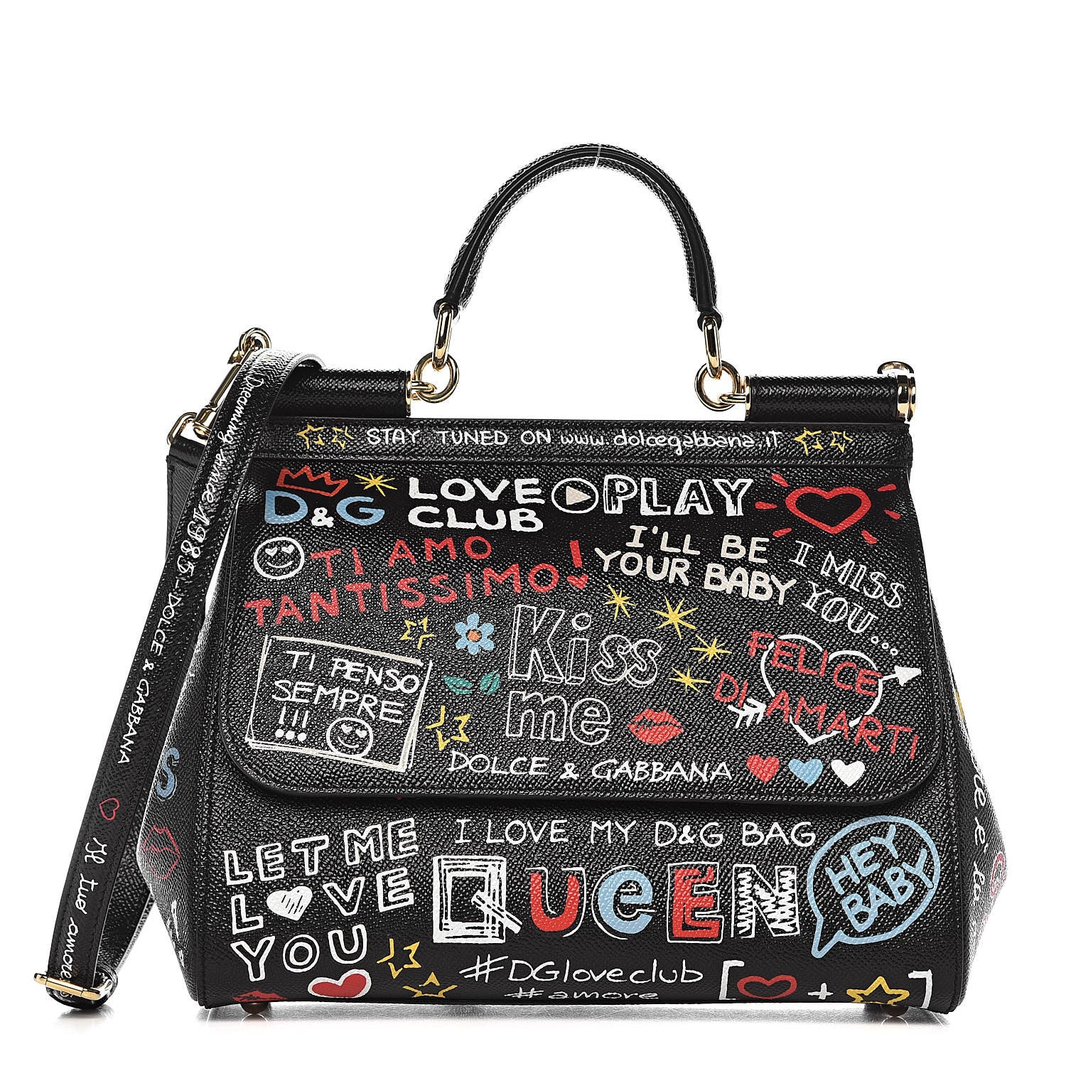 Dolce & Gabbana Dauphine Printed Medium Miss Sicily Satchel Black 1 of 11