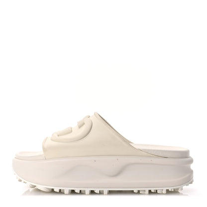 Gucci Soft Rubber Womens Interlocking G Platform 42mm Slide Sandals 37 Off White 1 of 10