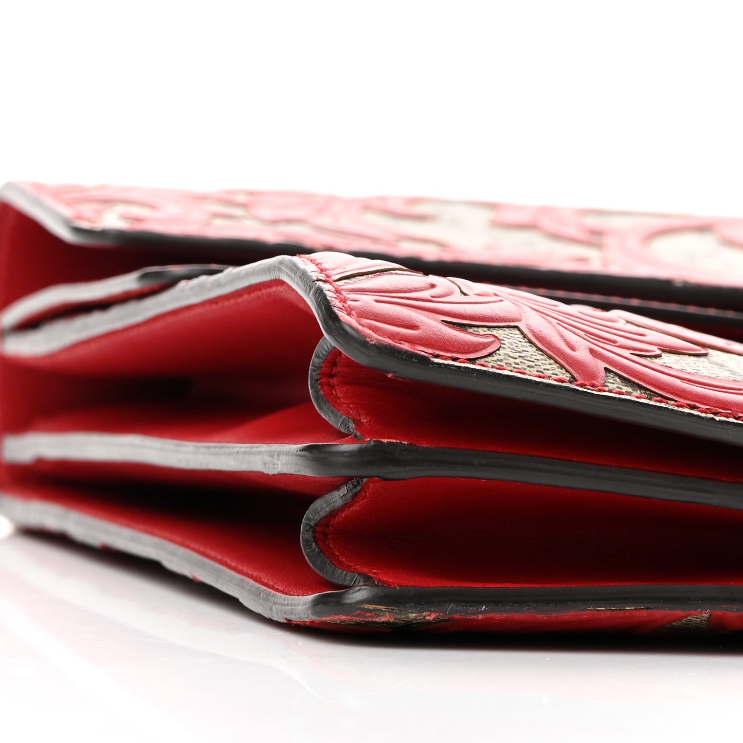 GG Supreme Monogram Arabesque Medium Dionysus Shoulder Bag Hibiscus Red