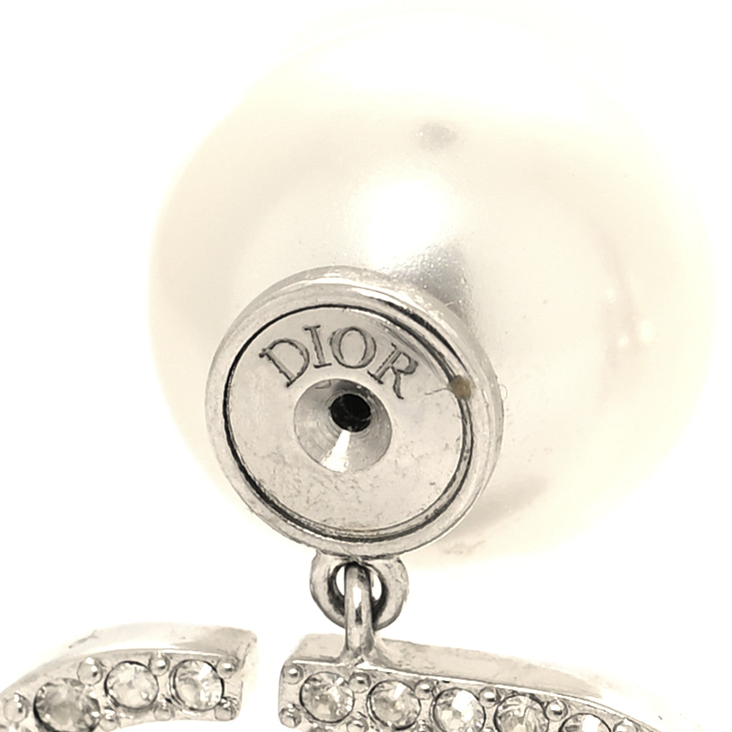 Christian Dior Pearl Crystal Tribal CD Drop Earrings Silver 4 of 4