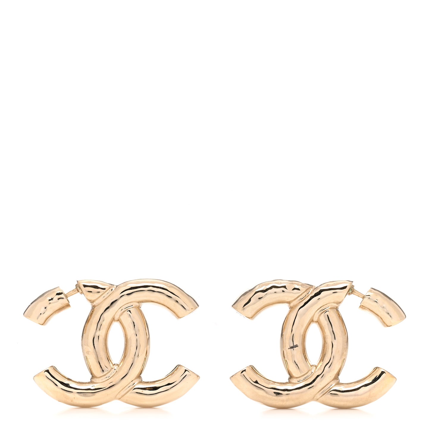 Metal Large CC Earrings Light Gold