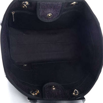 Chanel Woven Straw Raffia Large Deauville Tote Black 5 of 12