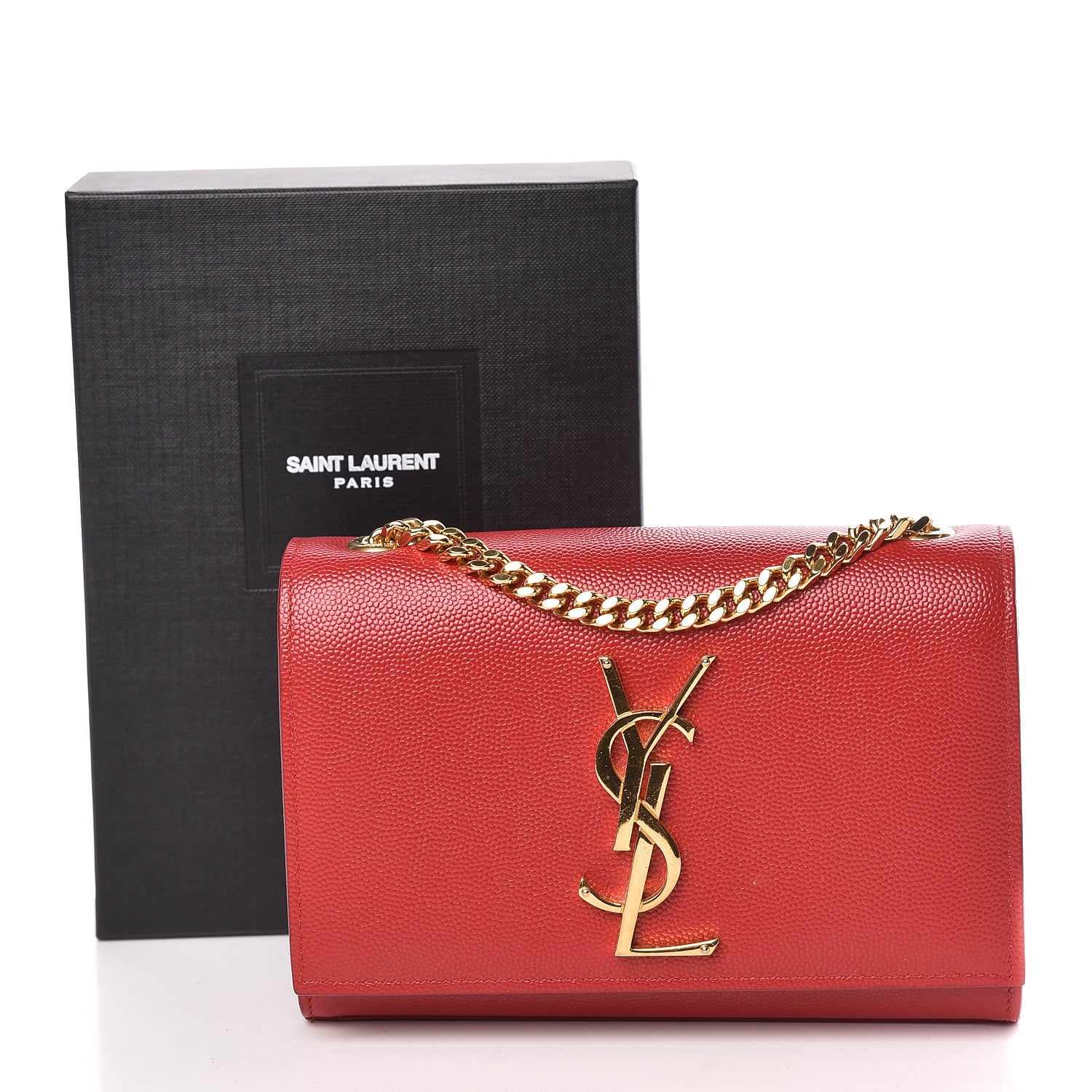 Saint Laurent Grain De Poudre Small Monogram Kate Satchel Red 11 of 11