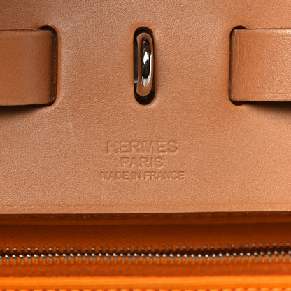 Hermes Vache Hunter Toile Herbag Zip 39 MM Jaune D'or Natural 6 of 11