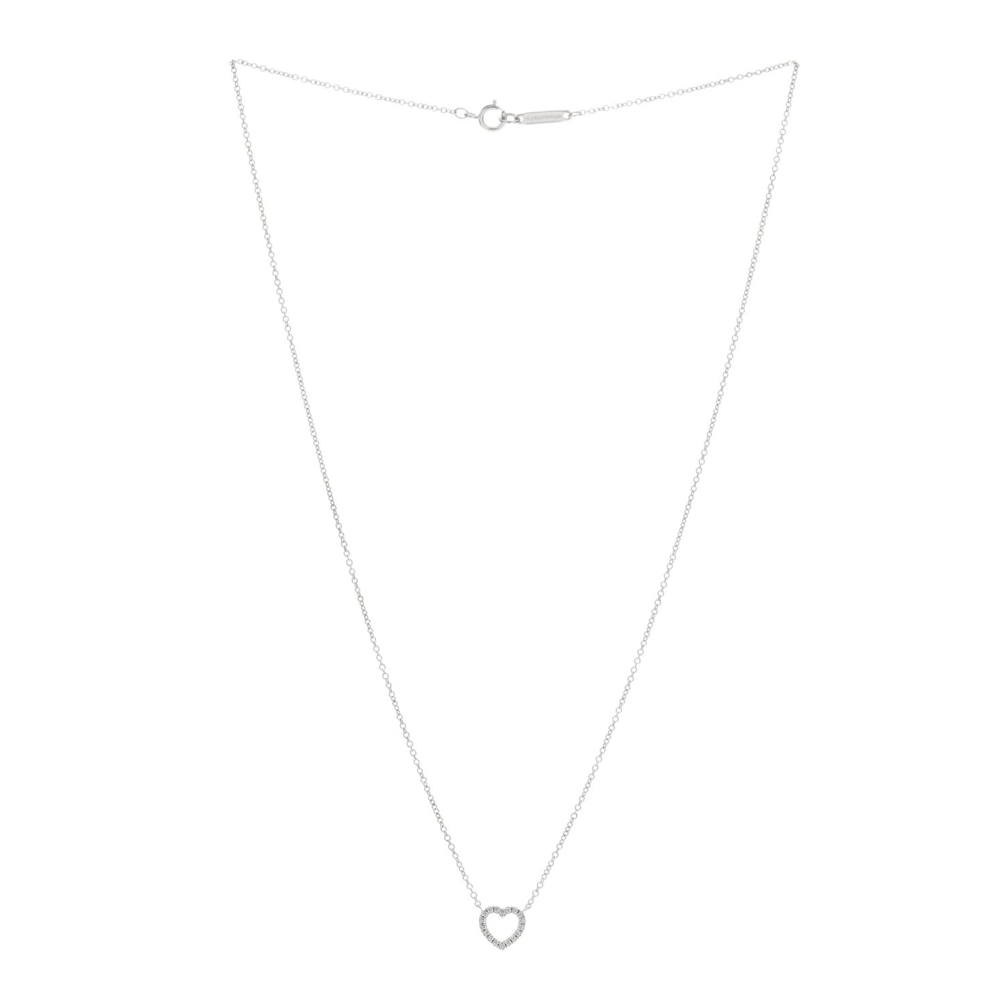 18K White Gold Diamond Metro Heart Pendant Necklace