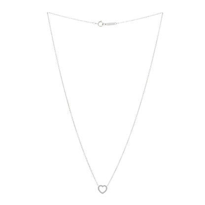 Tiffany 18K White Gold Diamond Metro Heart Pendant Necklace 2 of 4