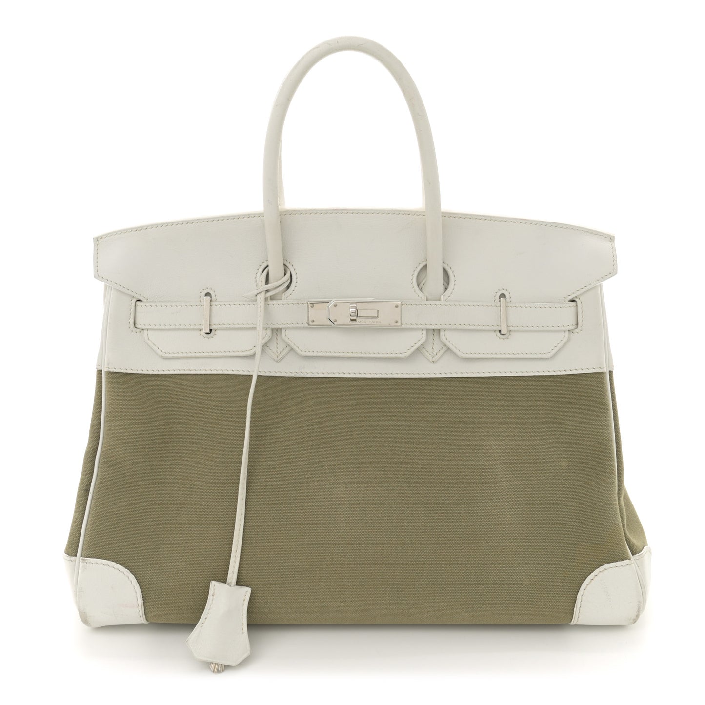 Swift Toile Birkin 35 White Vert Miliatire
