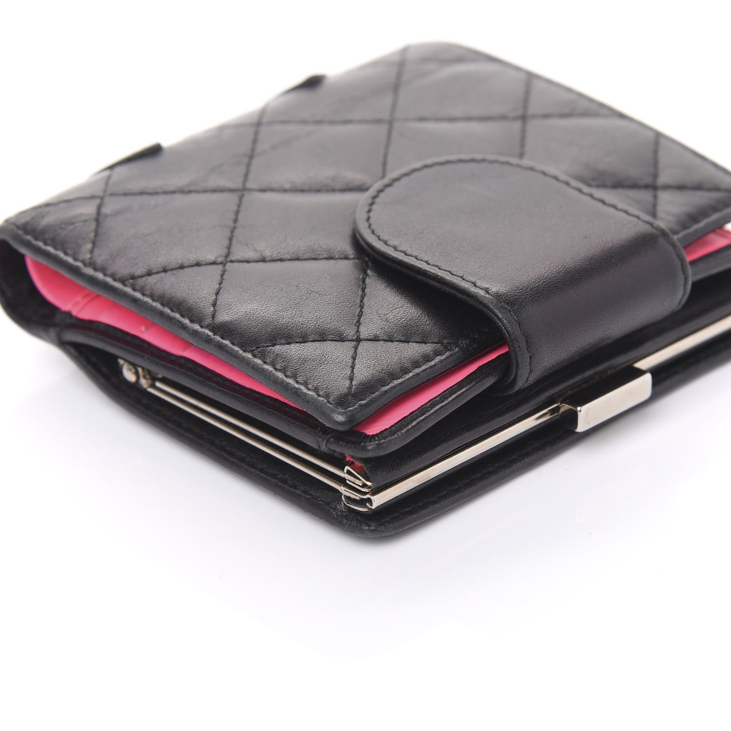 Calfskin Quilted Cambon Bi-Fold Wallet Black