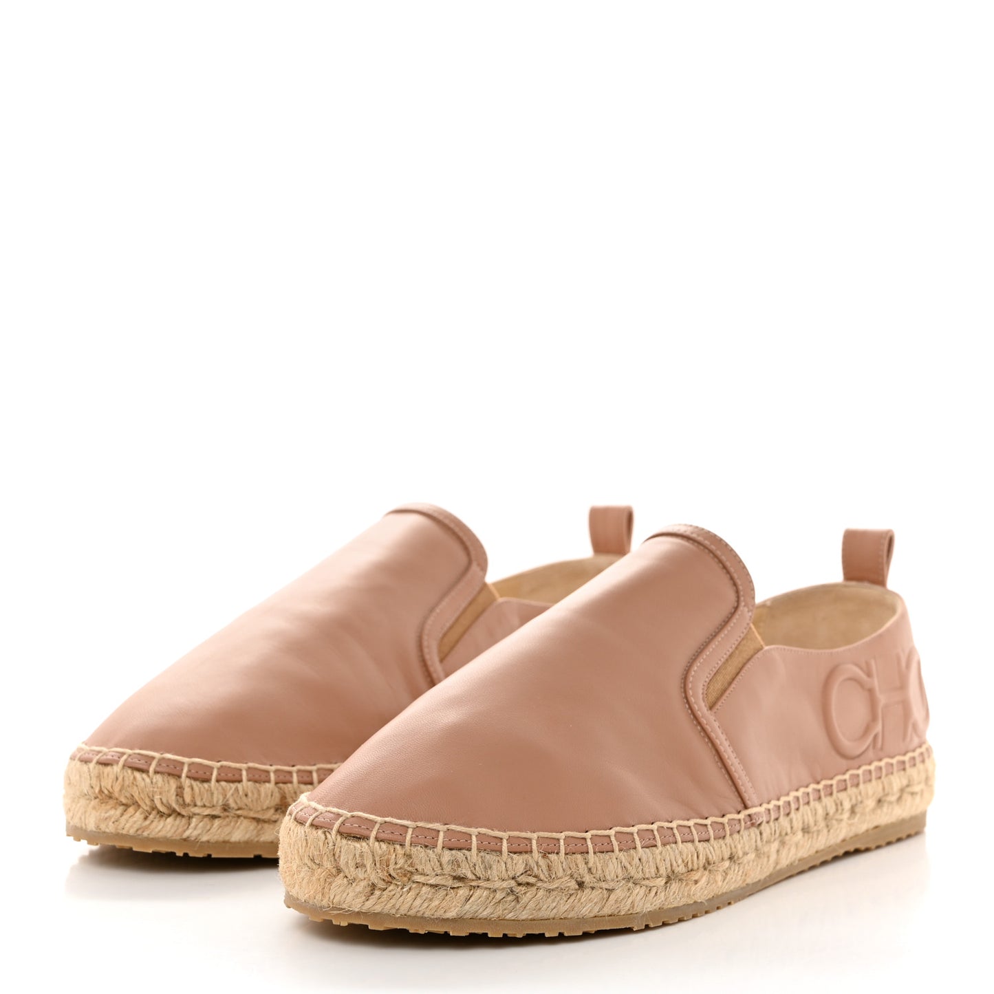 Calfskin Litchi Flat Espadrilles 40.5 Powder Pink