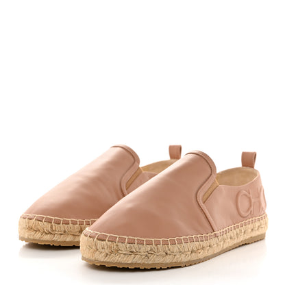 Jimmy Choo Calfskin Litchi Flat Espadrilles 40.5 Powder Pink 3 of 8