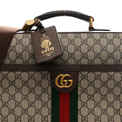 Gucci GG Supreme Monogram Textured Dollar Calfskin Web Ophidia Savoy Garment Bag Beige Ebony New Acero 7 of 9