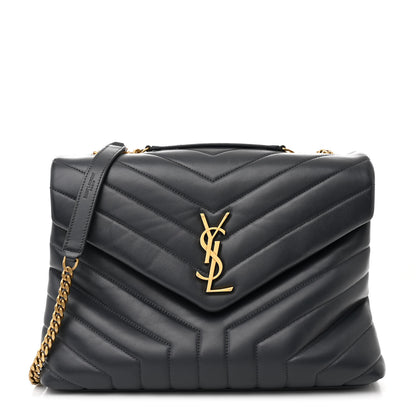 Saint Laurent Calfskin Y Quilted Monogram Medium Loulou Chain Satchel Earth 1 of 12