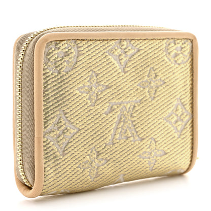 Louis Vuitton Lurex Jacquard Monogram Zippy Coin Purse Beige 3 of 7