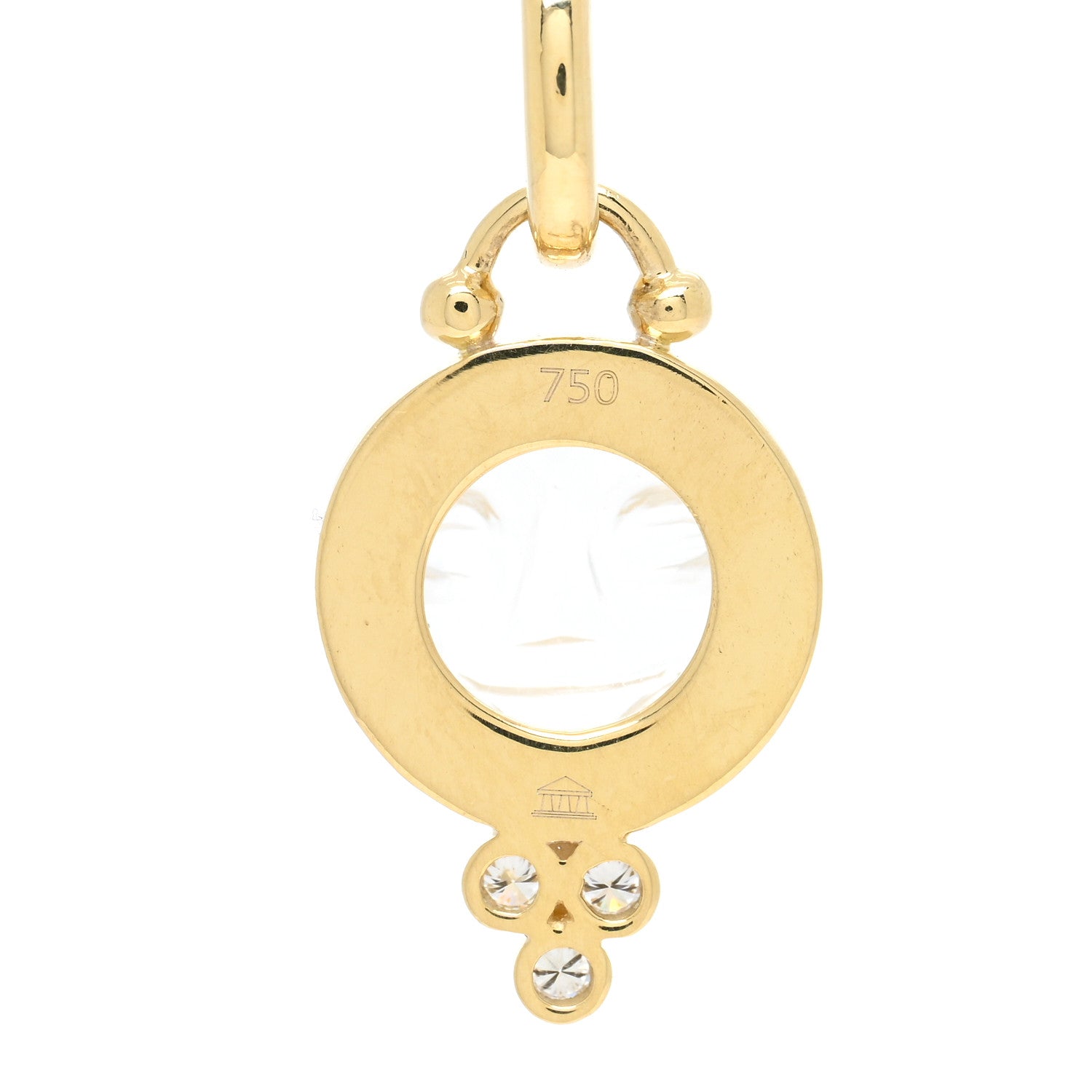 Temple St. Clair 18K Yellow Gold Diamond Rock Crystal 10mm Moonface Pendant 3 of 3