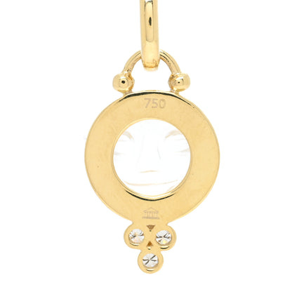 Temple St. Clair 18K Yellow Gold Diamond Rock Crystal 10mm Moonface Pendant 3 of 3
