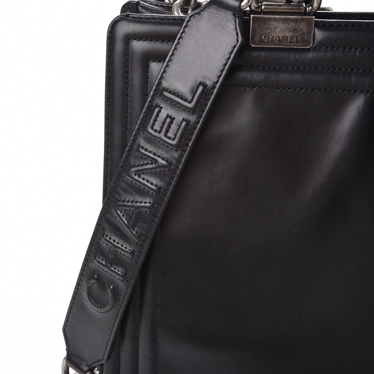 Chanel Glazed Calfskin Boy Tote Black 9 of 11