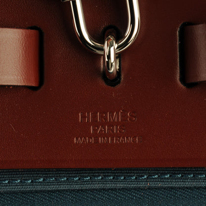 Hermes Toile Vache Hunter Herbag Zip 39 GM Bleu Orage Rouge H 7 of 8