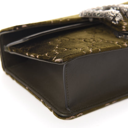 Gucci Velvet Moon Calfskin Crystal GG Monogram Small Dionysus Shoulder Bag Dark Olive Rose Gold 6 of 10