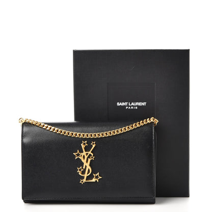 Saint Laurent Grain De Poudre Star Studded Monogram Wallet on Chain Black 9 of 9