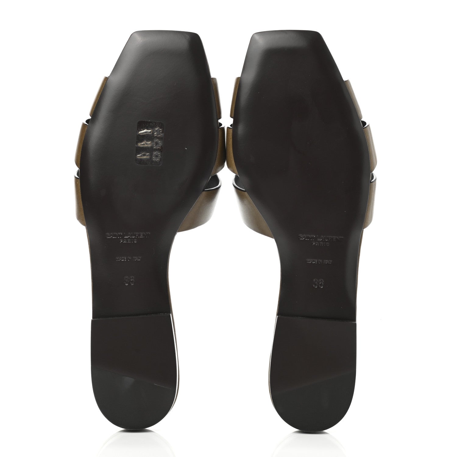 Saint Laurent Calfskin Tribute 05 Slide Sandals 36 Dark Green 5 of 9