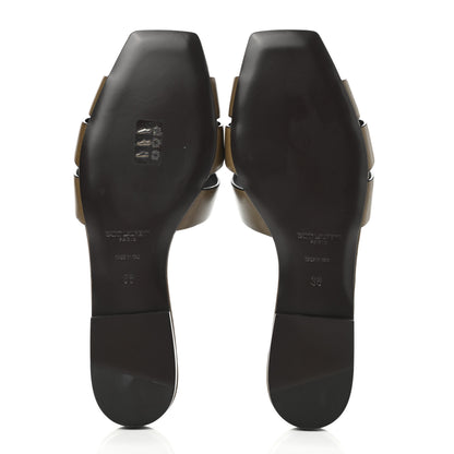 Saint Laurent Calfskin Tribute 05 Slide Sandals 36 Dark Green 5 of 9