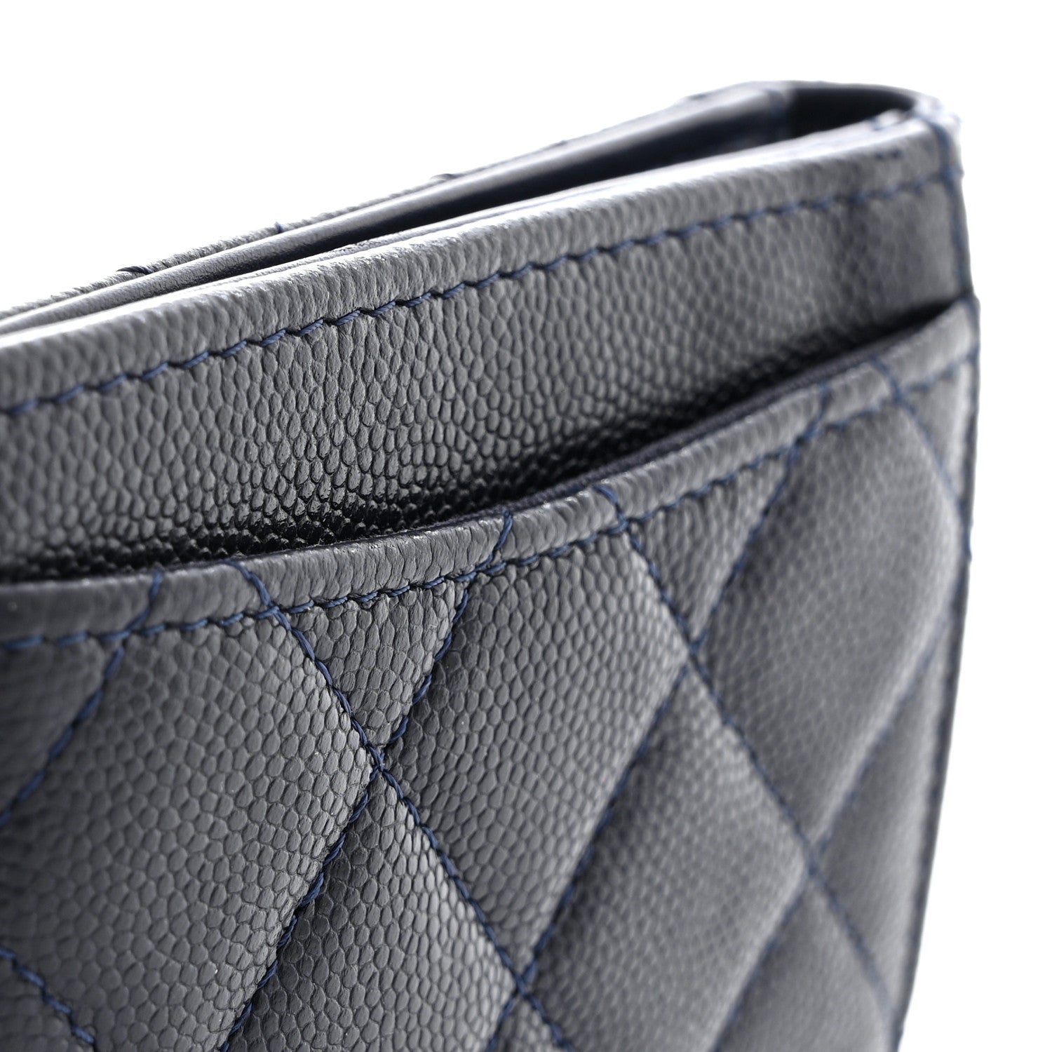 Chanel Caviar Quilted Bi-Fold Wallet Dark Blue 9 of 10