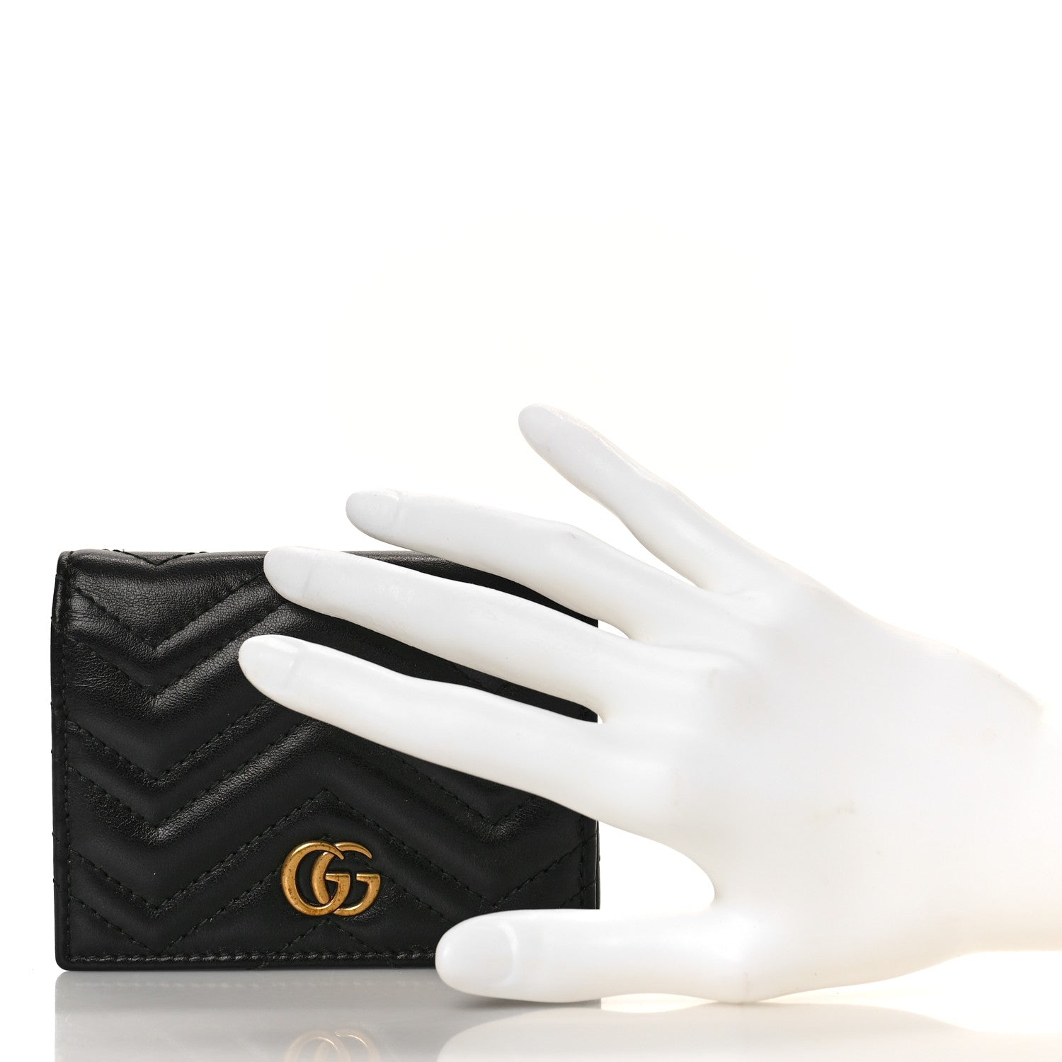 Gucci Calfskin Matelasse GG Marmont Card Case Wallet Black 2 of 9