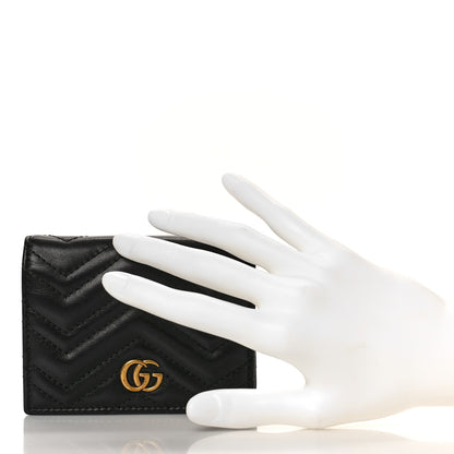 Gucci Calfskin Matelasse GG Marmont Card Case Wallet Black 2 of 9