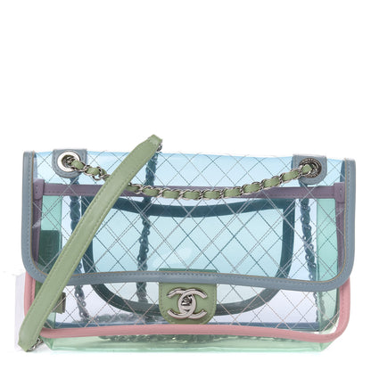 Chanel Lambskin PVC Quilted Medium Coco Splash Flap Blue Green 1 of 11