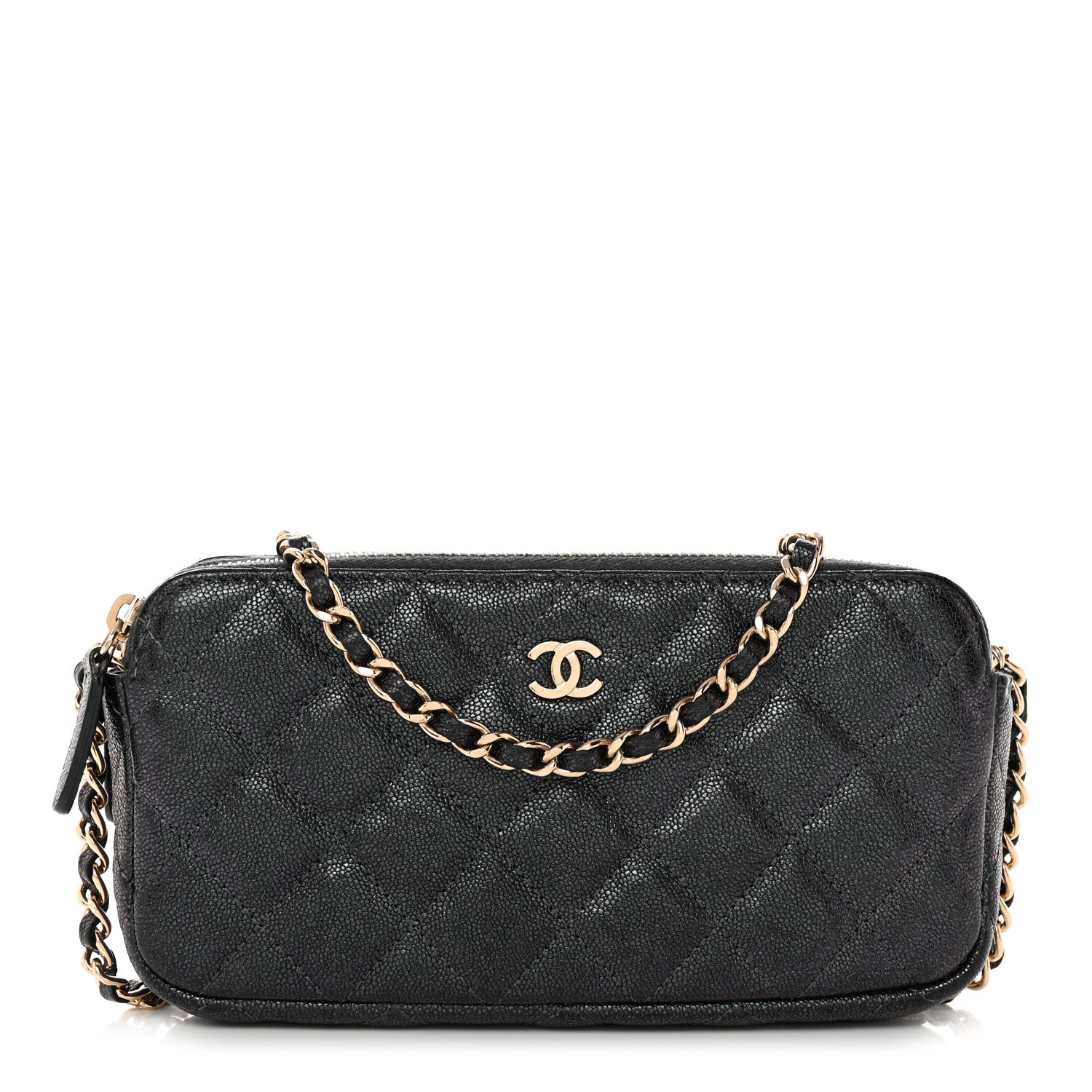 Chanel Iridescent Caviar Quilted Small Clutch With Chain Black 1 of 14