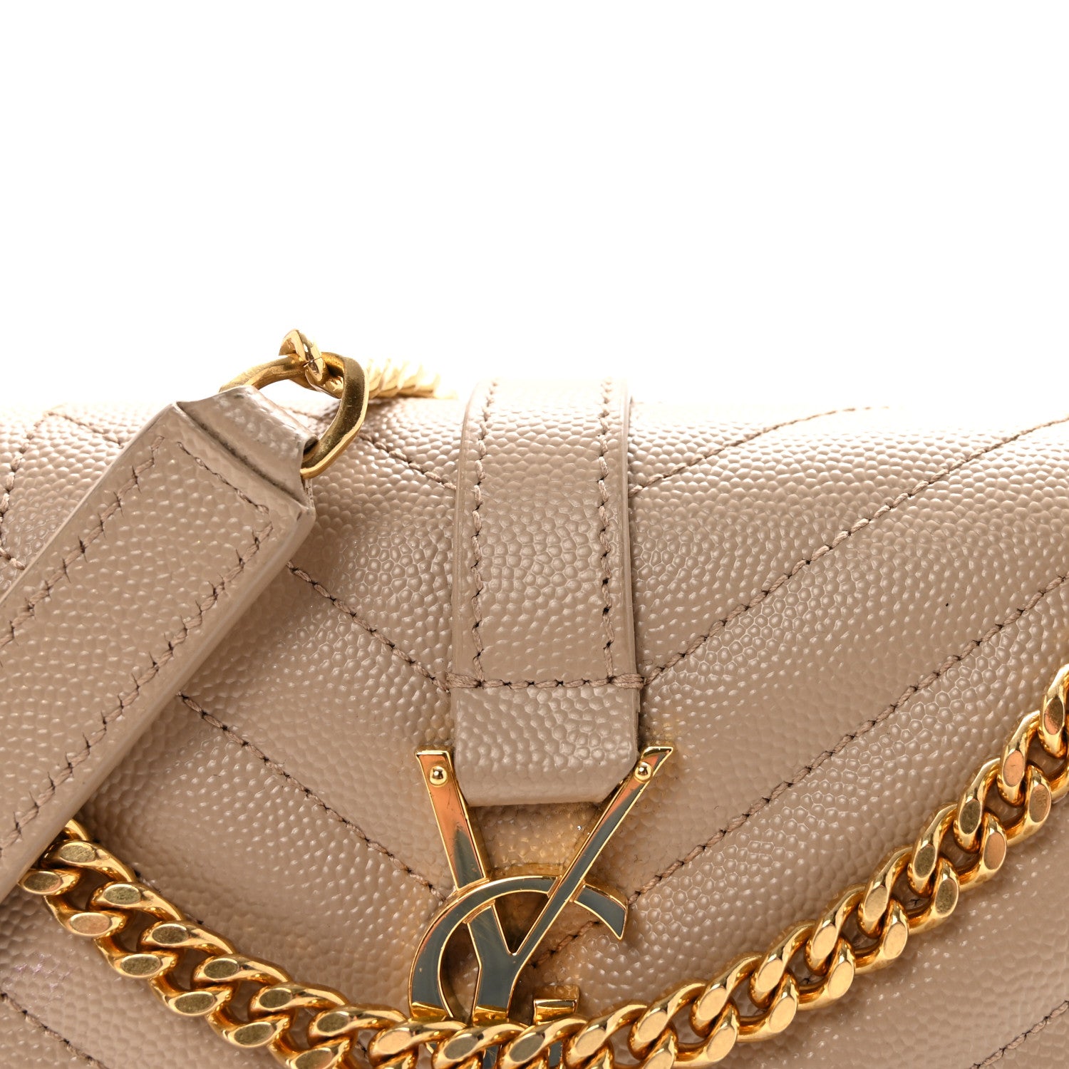 Saint Laurent Grain De Poudre Textured Mixed Matelasse Triquilt Small Monogram Satchel Dark Beige 7 of 10
