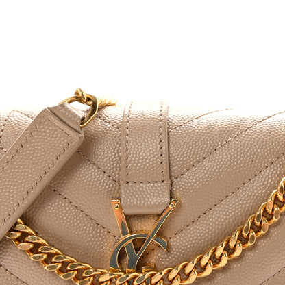 Saint Laurent Grain De Poudre Textured Mixed Matelasse Triquilt Small Monogram Satchel Dark Beige 7 of 10
