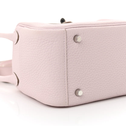 Hermes Taurillon Clemence Verso Mini Lindy 20 Mauve Pale Mushroom 9 of 11