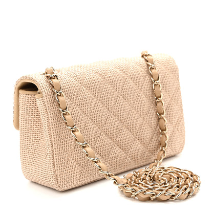 Chanel Braided Raffia Quilted Mini Rectangular Flap Dark Beige 4 of 21