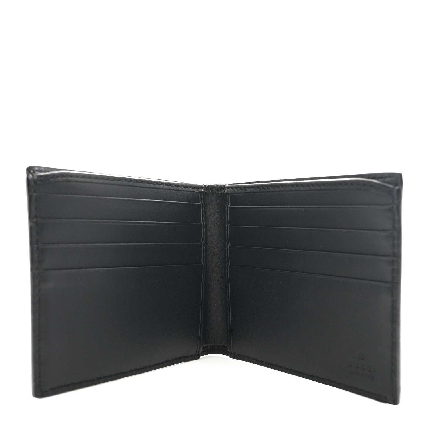 Gucci GG Supreme Monogram Selleria Calfskin Kingsnake Nice Bi-Fold Wallet Beige Ebony Multicolor Black 5 of 8