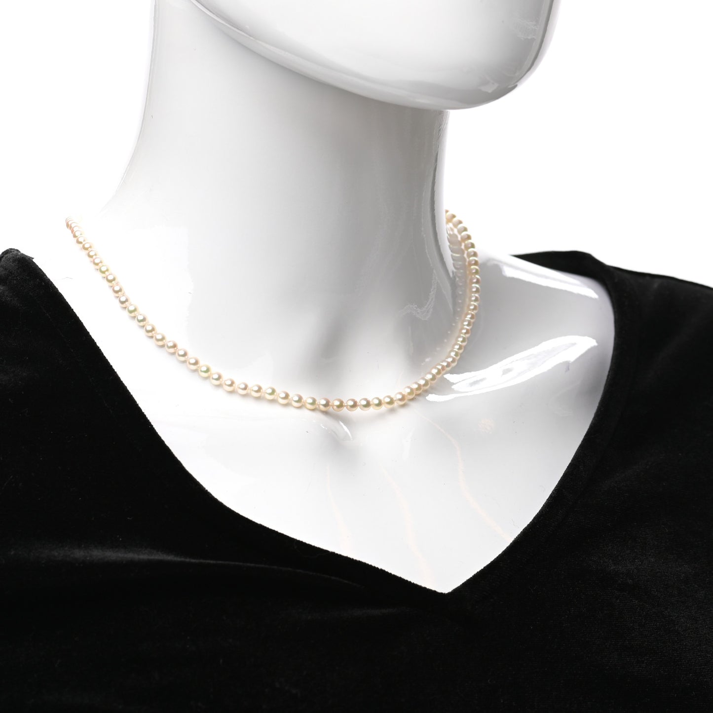 18K White Gold Akoya Pearl 3.5mm Strand Necklace