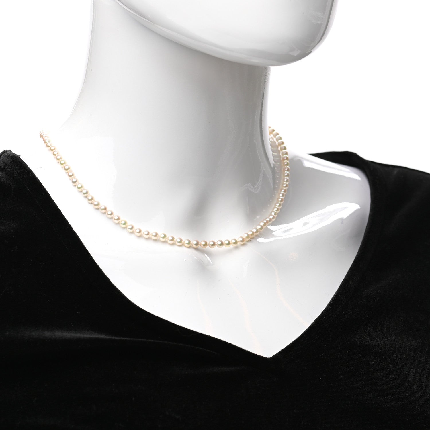 Mikimoto 18K White Gold Akoya Pearl 3.5mm Strand Necklace 2 of 5