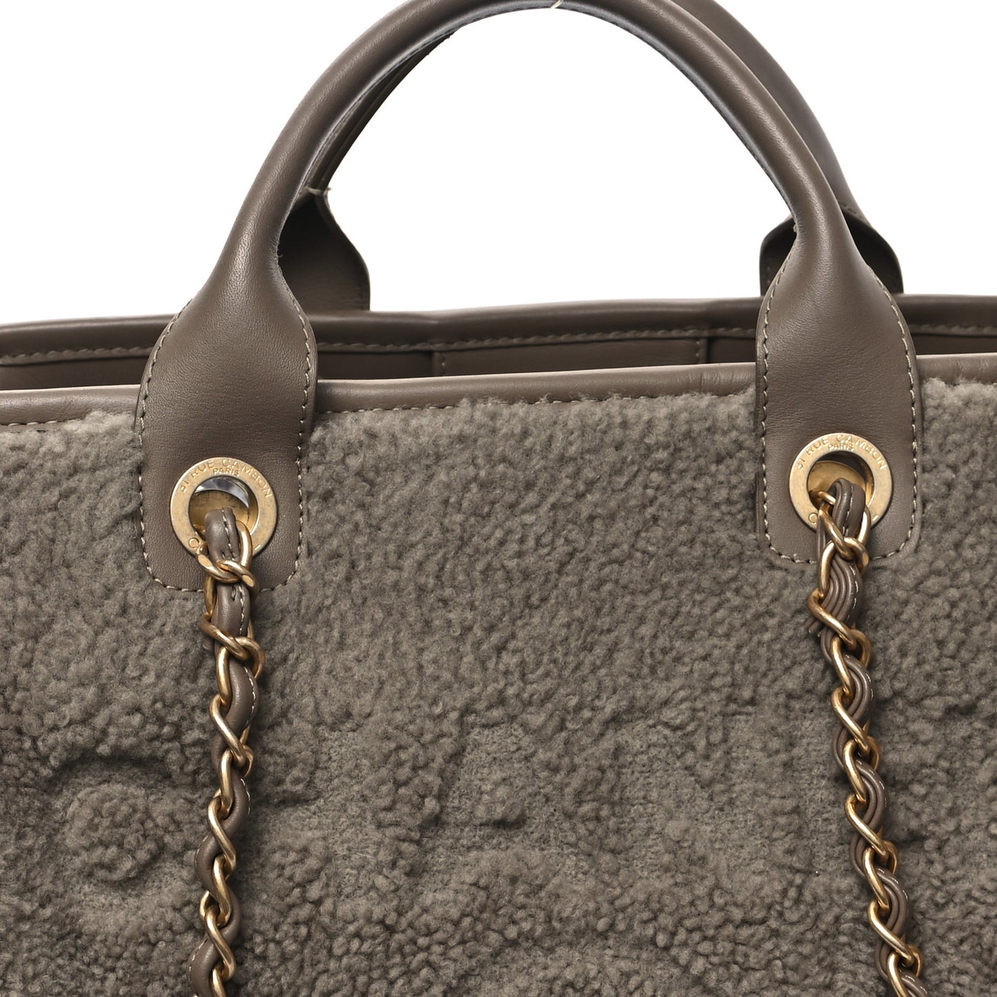 Shearling Lambskin Medium Deauville Tote Brown