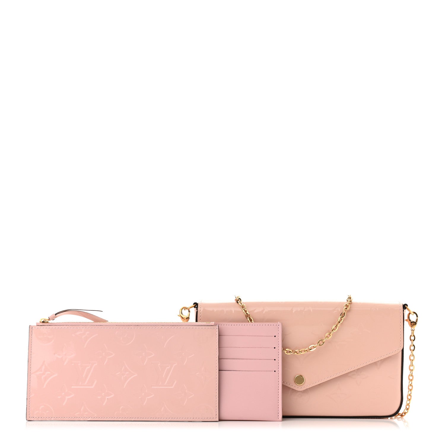 Louis Vuitton Vernis Felicie Chain Wallet Rose Ballerine 1 of 12