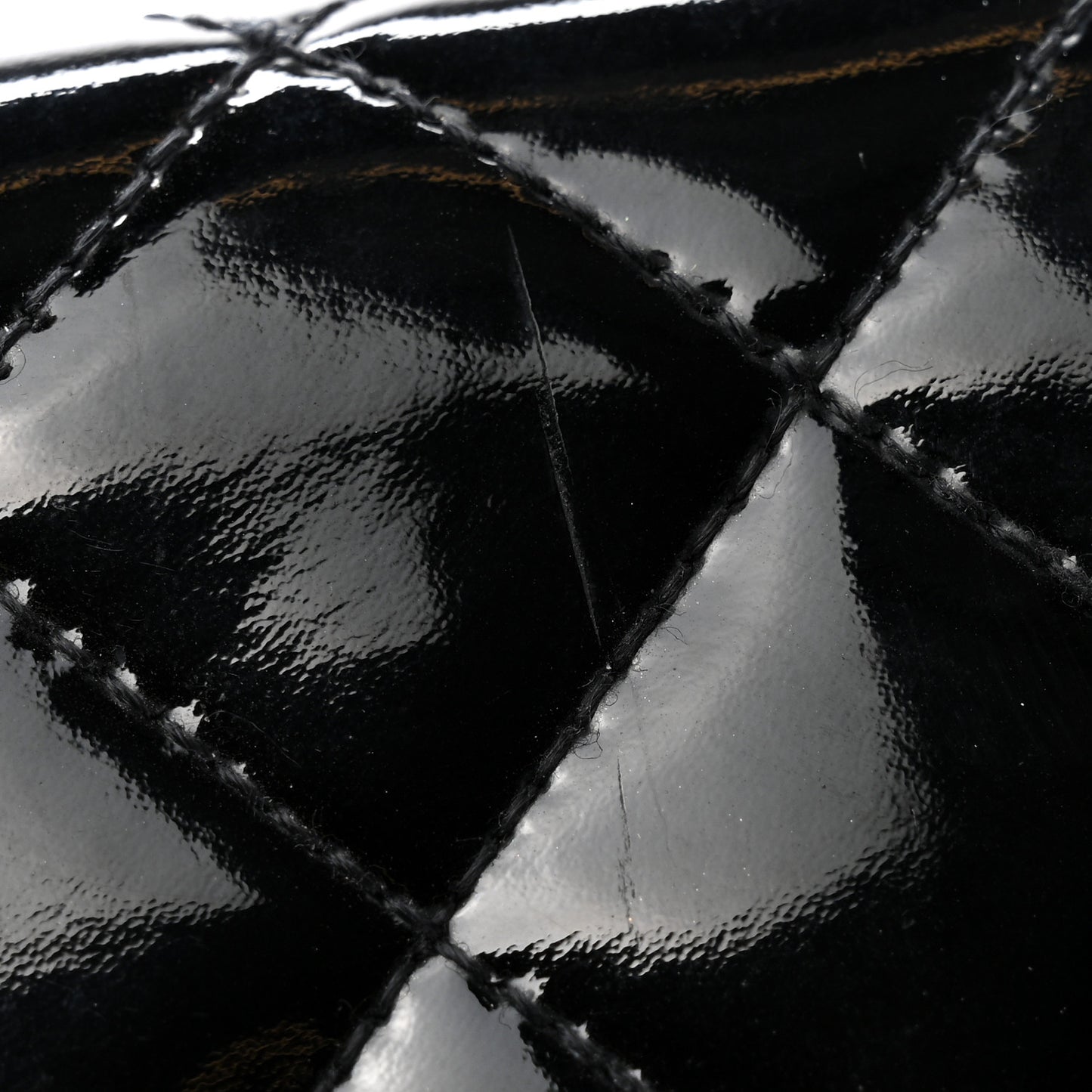 Patent Calfskin Quilted Yen Wallet Black
