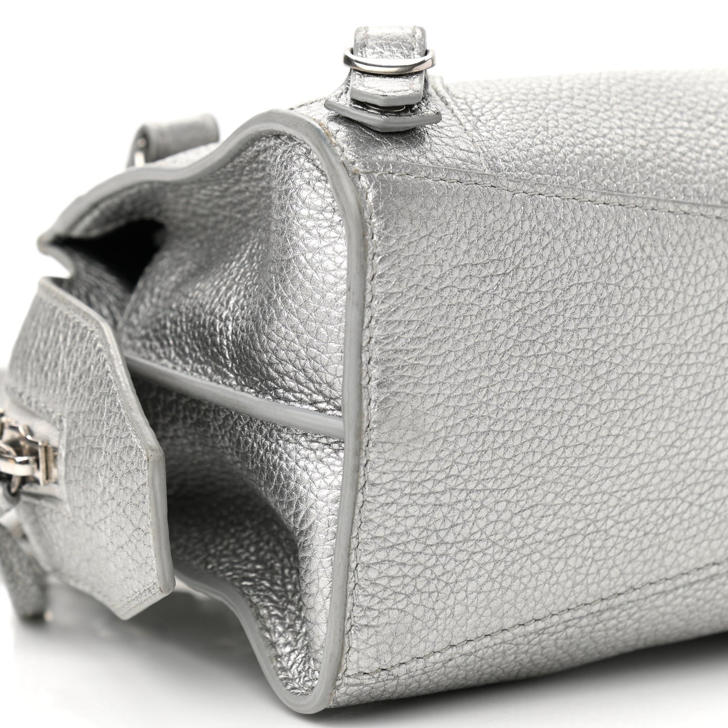 Metallic Grained Calfskin Neo Classic Silver Hardware Mini City Silver
