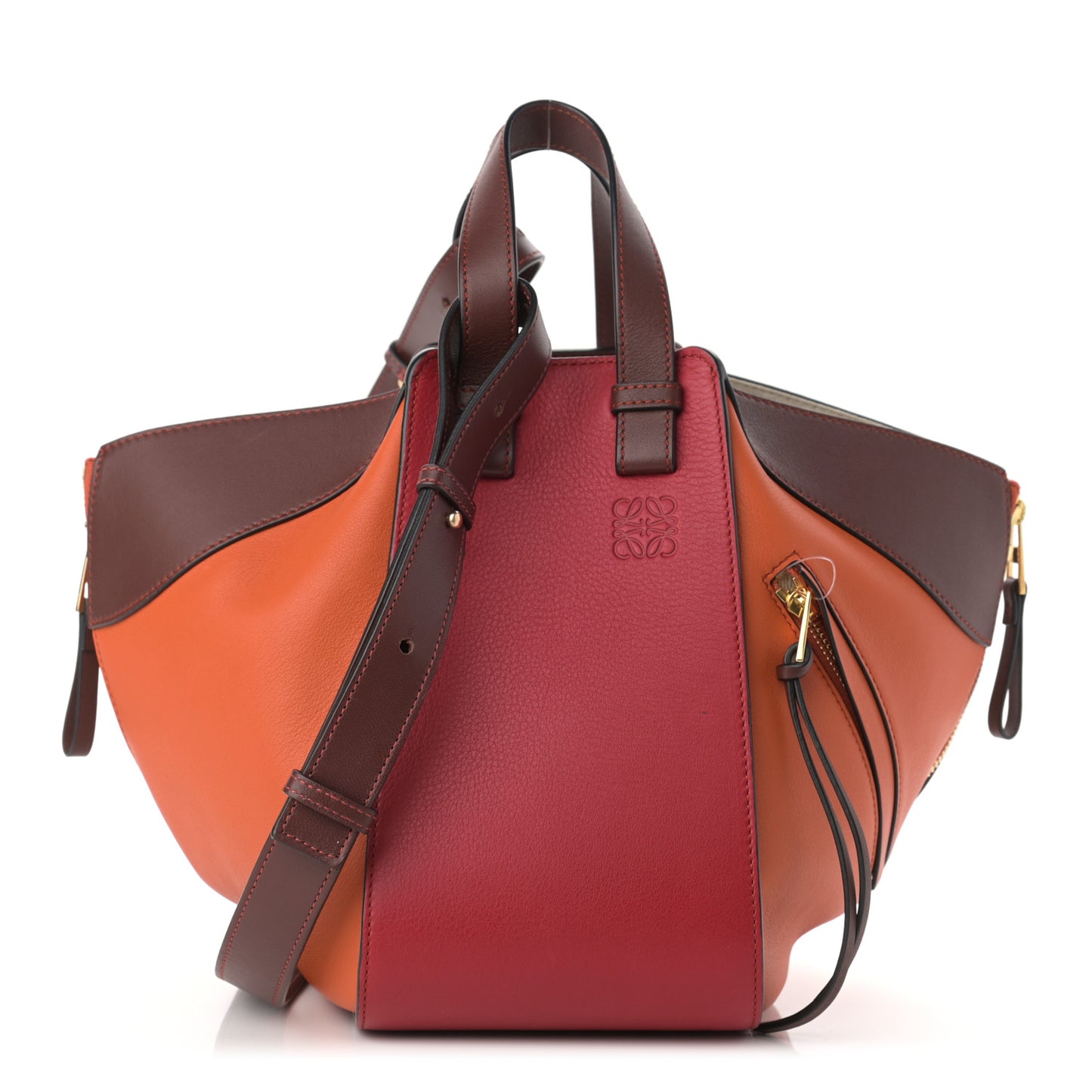 Calfskin Small Hammock Shoulder Bag Ginger Red