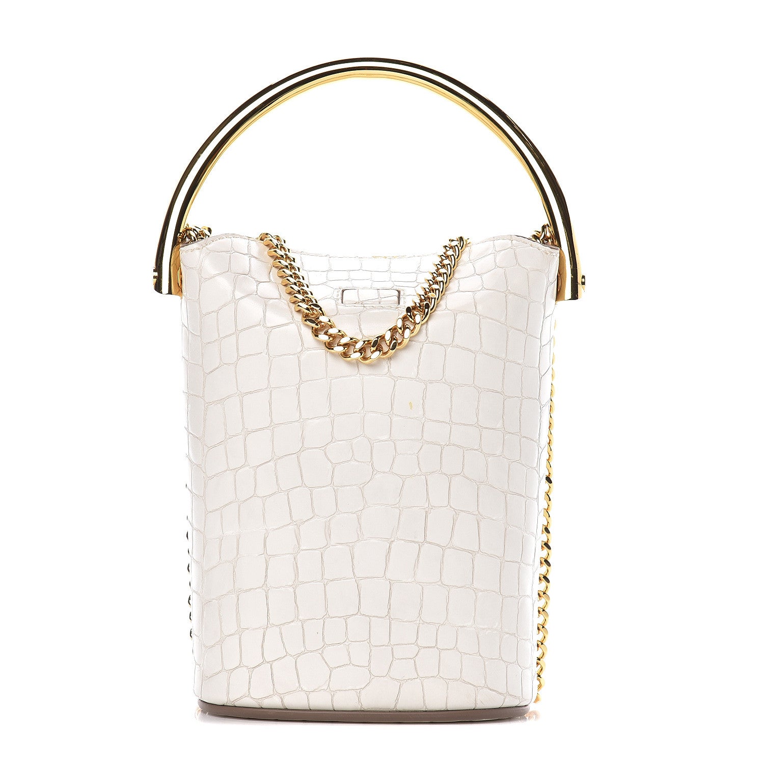 Stella McCartney Embossed Crocodile Effect Bucket Bag Ivory 1 of 12