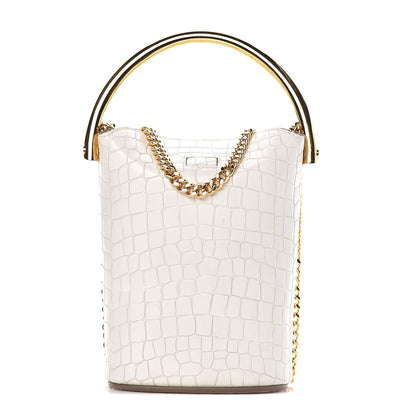 Stella McCartney Embossed Crocodile Effect Bucket Bag Ivory 1 of 12