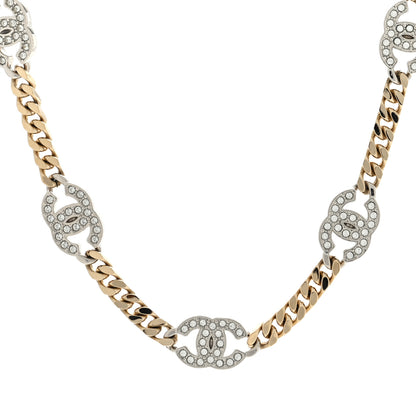 Chanel Crystal Chain CC Link Choker Gold Silver 1 of 5