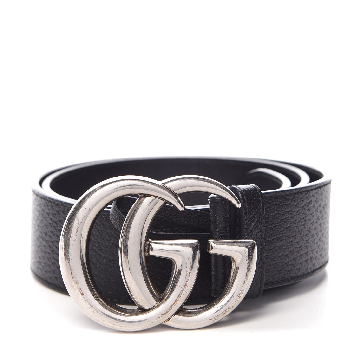 Textured Dollar Calfskin Nickel Double G 40mm Belt 80 32 Black