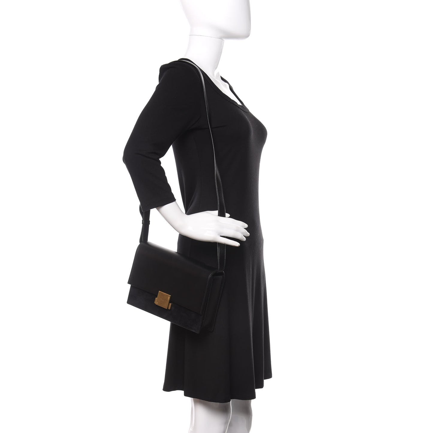 Smooth Calfskin Suede Medium Bellechasse Black