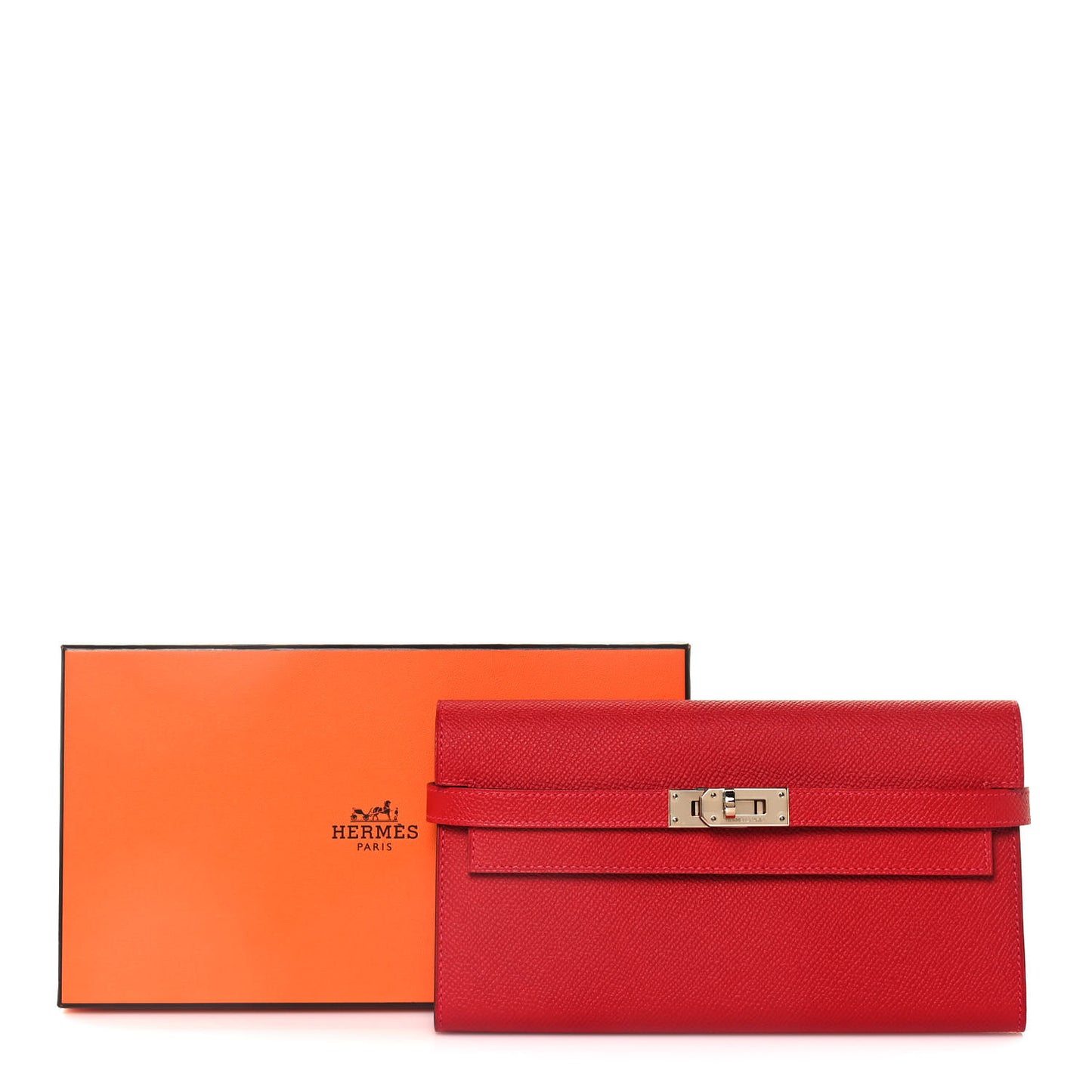 Epsom Kelly Longue Wallet Rouge Casaque
