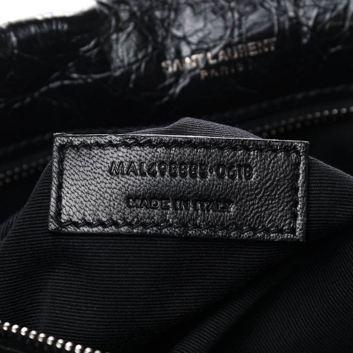 Crinkled Calfskin Matelasse Monogram Large Niki Chain Satchel Black